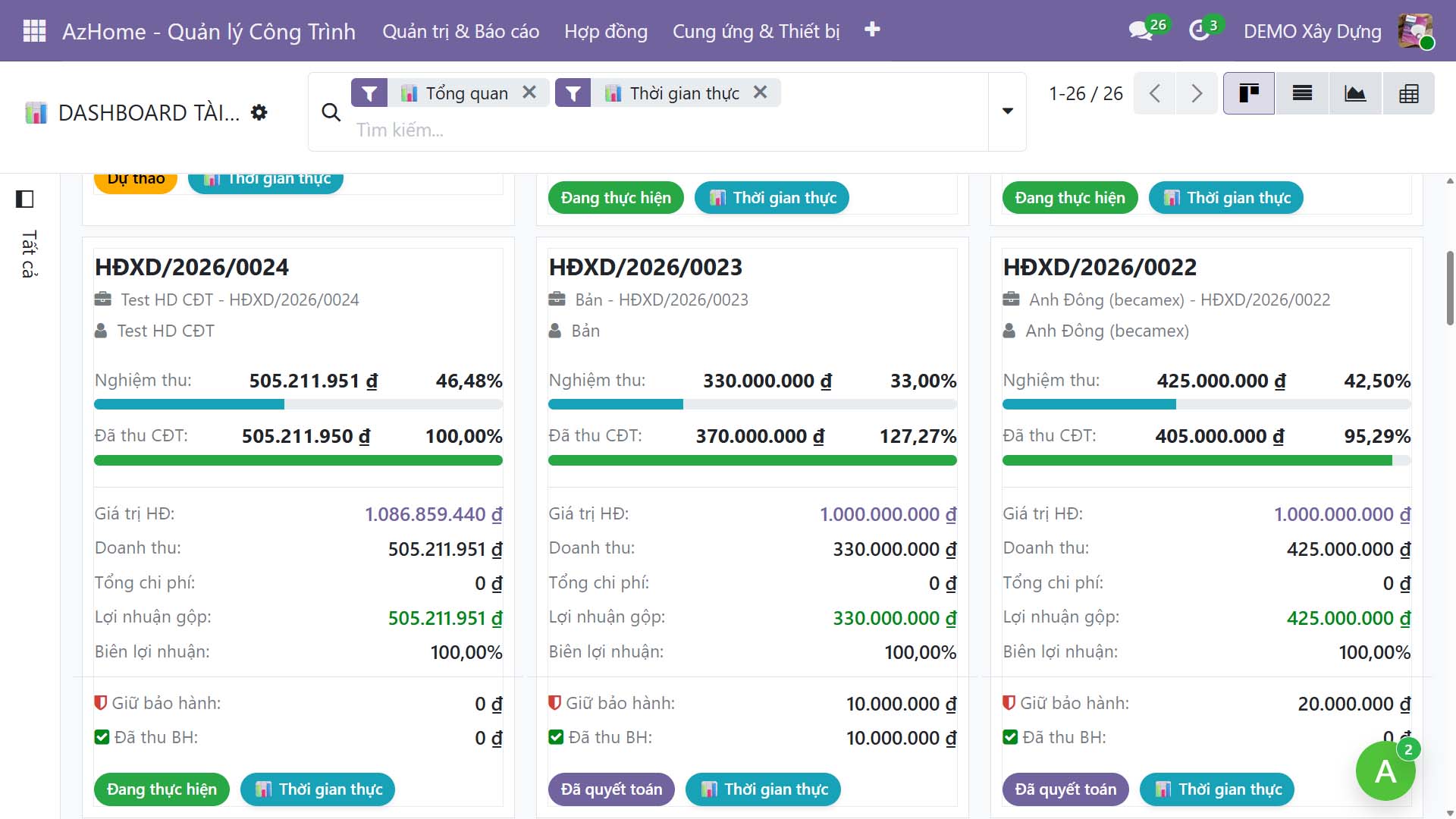 AzHome Quản lý Công Trình Azhome web app
